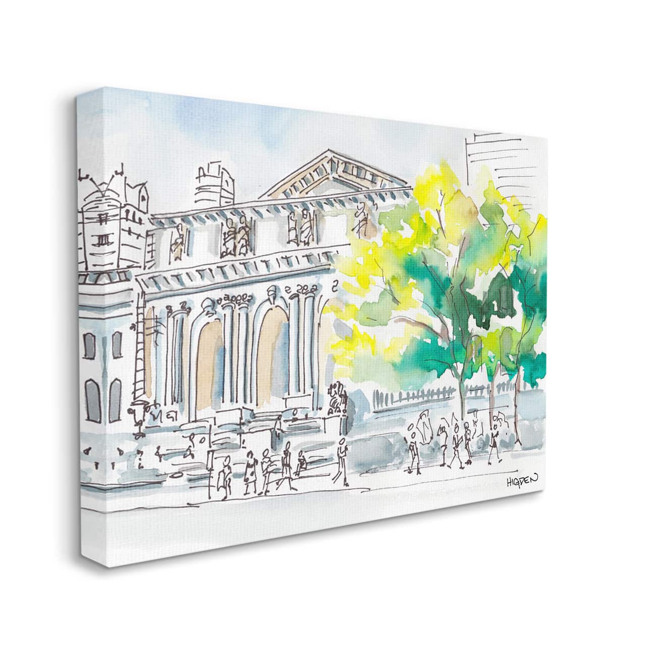 Stupell Industries Classic City Architecture Urban Watercolor Landscape Canvas Wall Art